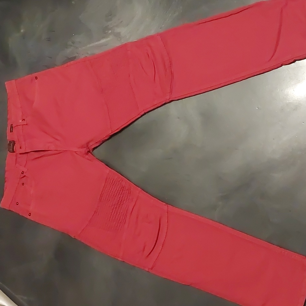 Red slim fit jeans